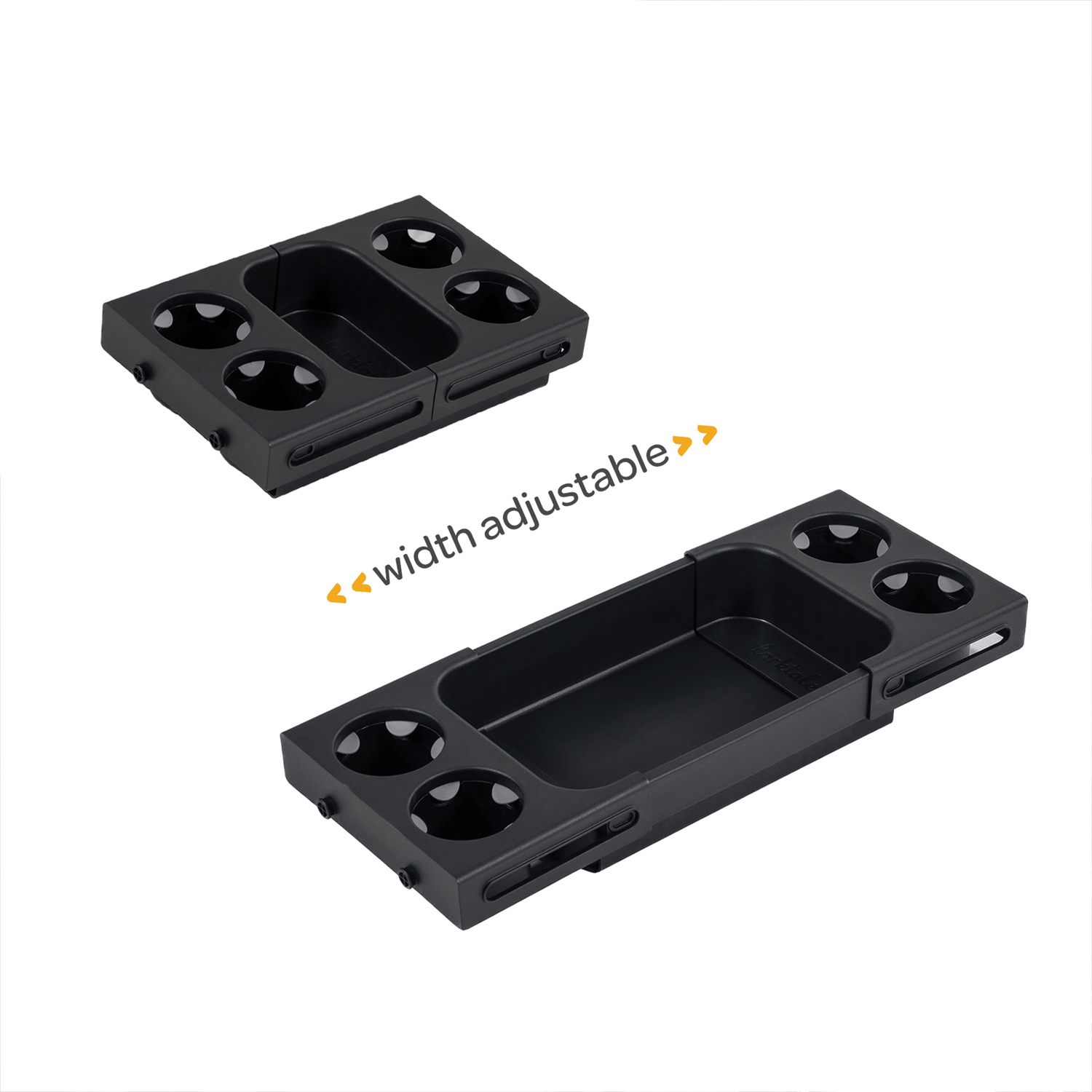 width adjustable image of the Larktale Caravan Snack Tray showing compact and also fully extended