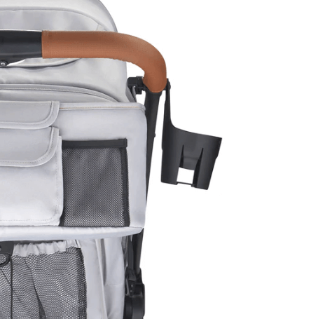 grey stroller wagon in pram mode with parent console organiser and cup holder